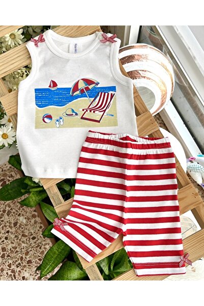 Happy Moon Bebek Giyim Kız Bebek Yazlık Ikili Takım Pamuklu Terletmez Ince Ko...