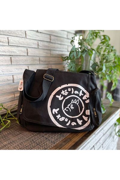 DEEFWEAR Geantă neagră My Neighboor Totoro Canvas Model Messenger -mingalondon