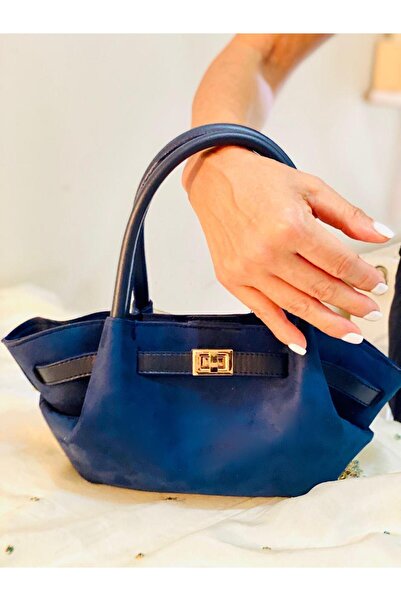 By EDUU Сумка через плече, ручна та на плече з темно-синьої замші