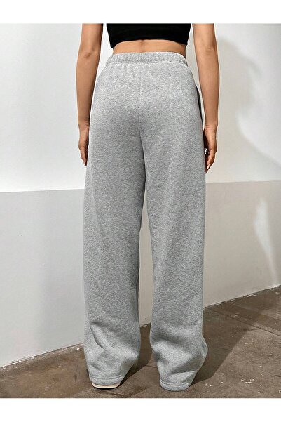 RABTEKS Γυναικείο χτενισμένο βαμβακερό παντελόνι Joggor 2 συσκευασιών γκρι-μαύρο ψηλόμεσο