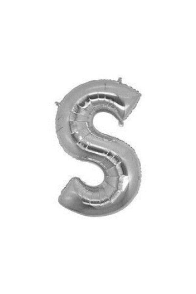 BenimMarifetlerim بالون فضي على شكل حرف S مقاس 40 بوصة 90 سم