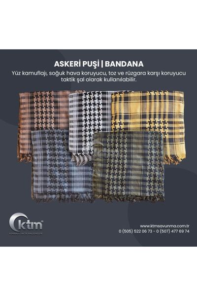 KTM Askeri Puşi, Şal, Bandana, Eşarp Siyah-beyaz Desenli