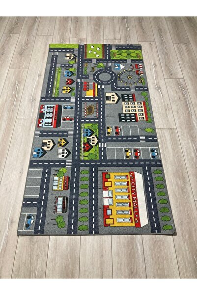 Merinos Halı Merinos Trafik Çocuk Halısı Kaymaz Tabanlı Ince Bukle Halıfleks 100x200 Ebatlı Halı+3 Mm
