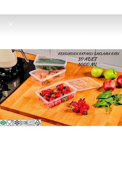 Home 2 Lt Refrigerator and Deep Freezer Lid Icebox Container Multi-Purpose Food Storage Container 10 Pieces