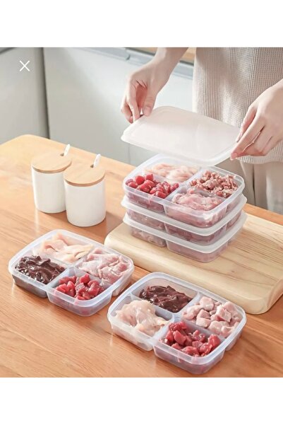 Home 4 Compartment Breakfast Vegetable Storage Container with Lid Lunch Fridge Organizer