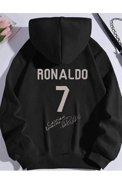 Massgai Кристиано Роналдо Cr7 Унисекс голям суитшърт с качулка - качулка с щампа с подпис