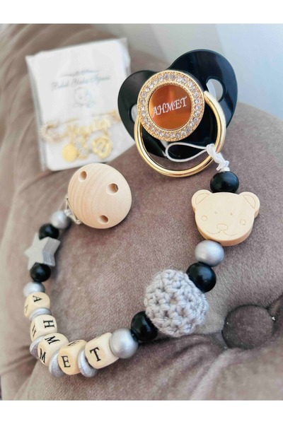 Serap Yılmaz Sahi Isimli Beyaz Zirkon Taşlı Silikon Damaklı Bebek Emzik ve Ya...