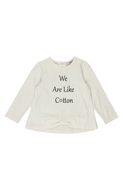 Panço Kız Bebek Fiyonk Detaylı Uzun Kollu Ekru Tişört