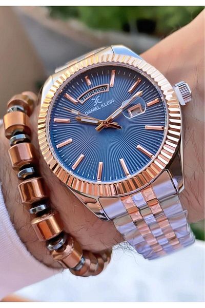 Daniel Klein Mrd12346 Rose Silver Color Men's Wristwatch with Calendar and Bracelet Gift