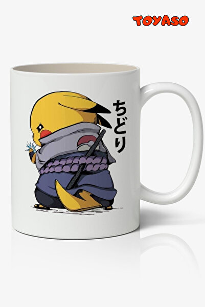 Toyaso Pokemon Pikachu Chidori Naruto Anime Temalı Beyaz Kupa Bardak Arkadaşa Sevgiliye Hediye