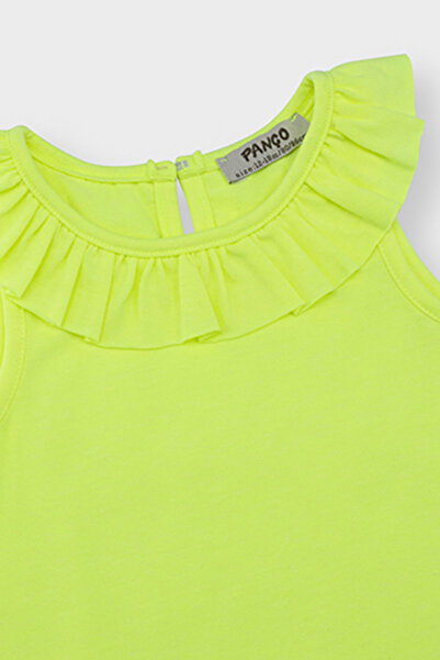 Panço Kız Bebek Yakası Fırfır Detaylı Sarı Atlet