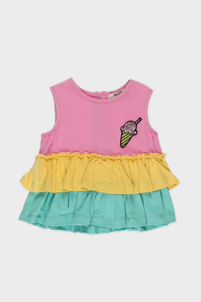 Panço Kız Pink Örme Yuvarlak Yaka Atlet