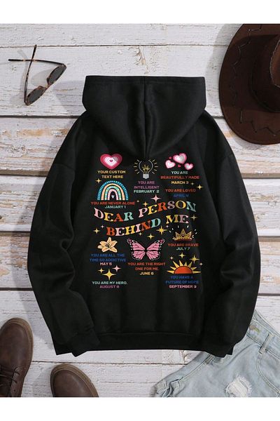 Moda Glo Hanorac unisex cu textul Dear Person Behind Me