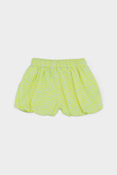 Panço Kız Bebek Beli Lastikli Dokulu Balon Sarı Şort