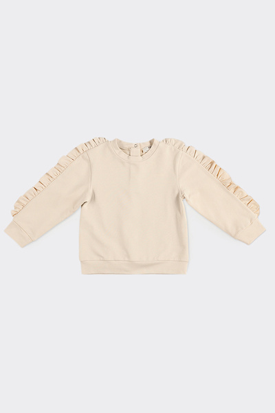 Panço Kız Bebek Fırfır Detaylı Bej Sweatshirt