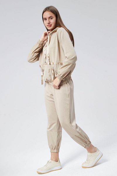 soBasic Modal Hooded Tracksuit Set - Mink with Pockets and Zipper, Garnish