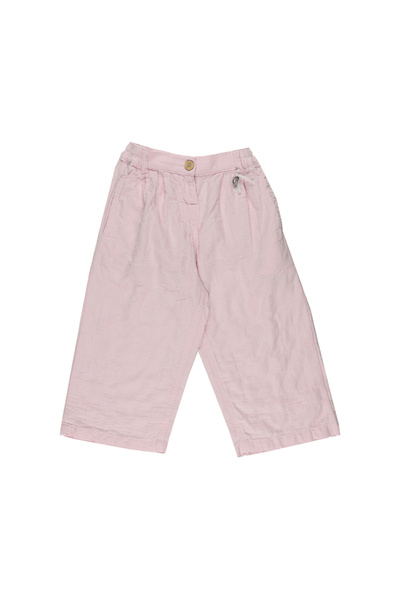 Panço Kız Bebek Pili Detaylı Rahat Kesim Pembe Pantolon