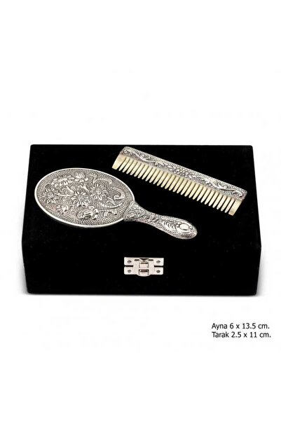 HİMARRY Himarry Papatya Motifli Ayna Tarak Gümüş Set