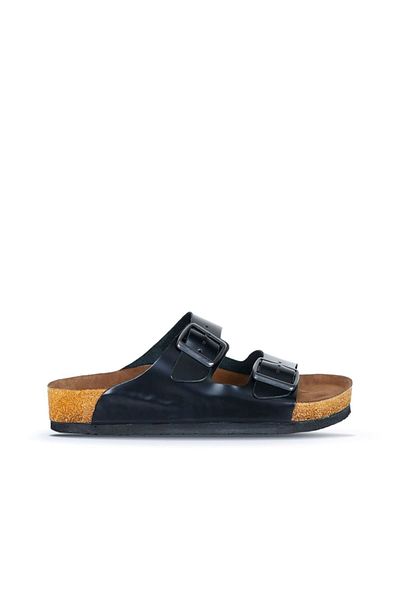 Bueno Shoes Papuci de damă din piele neagră - 05wt100 Deschidere plată