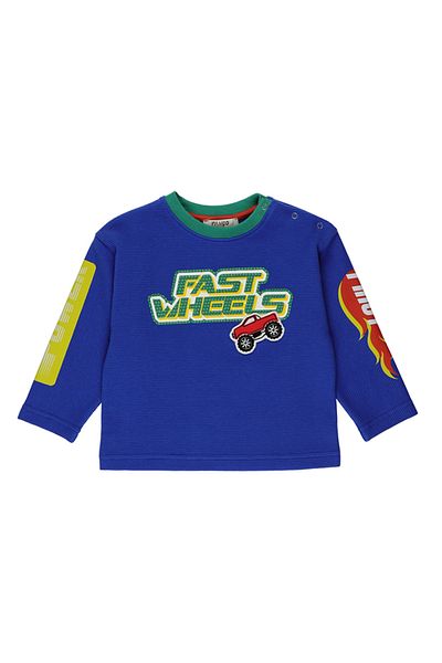 Panço Bedrucktes blaues T-Shirt für Babys