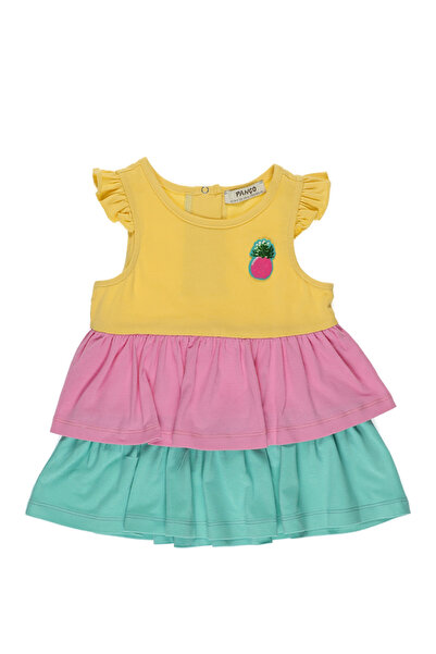 Panço Kız Sarı Örme Yuvarlak Yaka Elbise