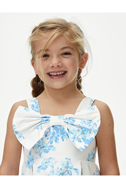 Marks & Spencer Pamuklu Desenli Saten Elbise (2-7 Yaş)
