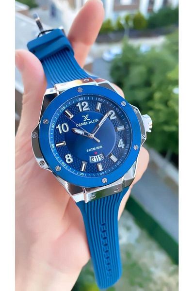 Daniel Klein Mrd12342 Navy Blue Silver Color Calendar Men's Wristwatch Bracelet