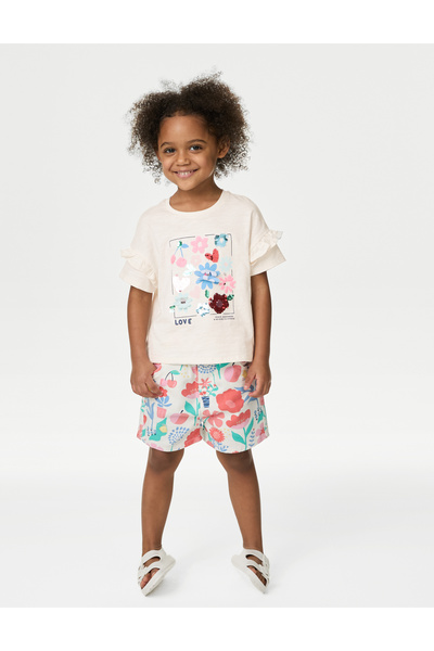 Marks & Spencer Saf Pamuklu Kısa Kollu T-Shirt (2-8 Yaş)