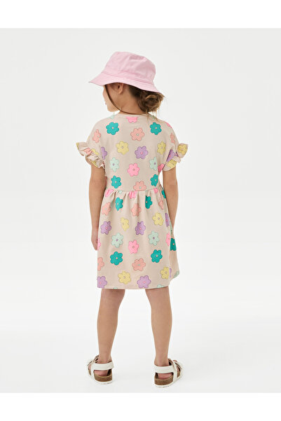 Marks & Spencer Saf Pamuklu Kısa Kollu Elbise (2-7 Yaş)