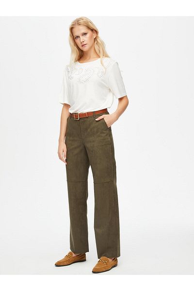 Faik Sönmez Straight Fit Suede Trousers 69487