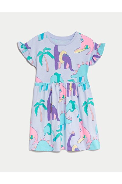 Marks & Spencer Saf Pamuklu Kısa Kollu Elbise (2-7 Yaş)