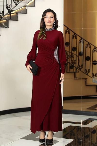 MİHRUZADE Stone Detailed Hijab Evening Dress - Lavini