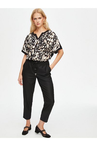 Faik Sönmez Elastic Waist Comfort Fit Stretch Woven Trousers 69492