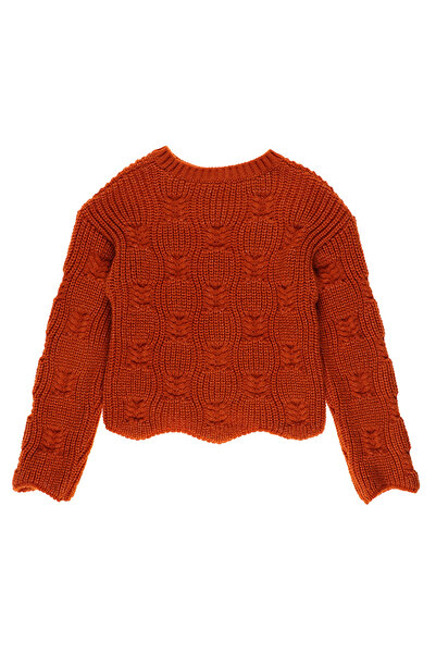 Panço Kız Çocuk Oranj Triko Kazak