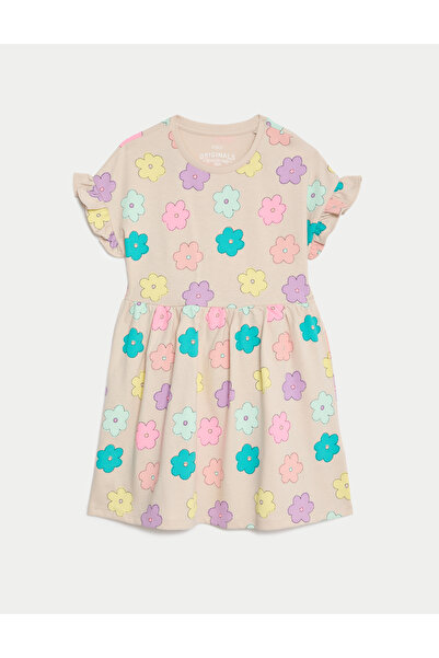 Marks & Spencer Saf Pamuklu Kısa Kollu Elbise (2-7 Yaş)