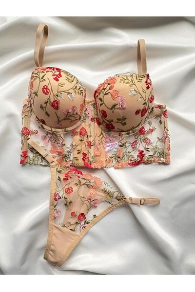 ARONA Skin Floral Patterned Supported, Underwire, Bralet, Cap Bra Set