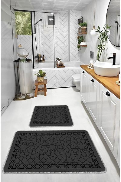 BigArts Home Modern Decorative Gray Non-Slip Base Washable Bath Mat - 50X60/60X90 cm