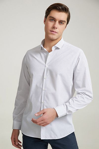 Twn Slim Fit Λευκό εμπριμέ πουκάμισο