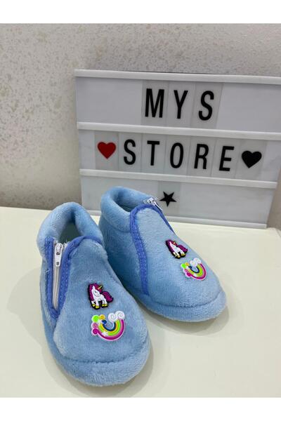 Apella Panduf Mavi Kışlık Rahat Yumuşak Ev Botu Ev Ayakkabısı