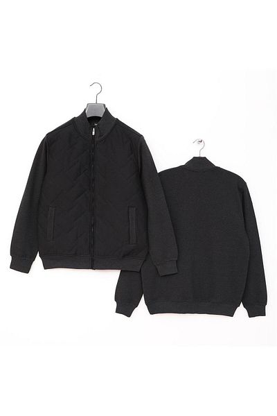 Dio Rise Ανδρικό παλτό με ριμπ Comfort Fit Relaxed Cut - Mts-8004 - Anthracite