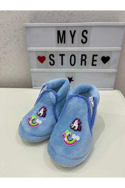 Apella Panduf Mavi Kışlık Rahat Yumuşak Ev Botu Ev Ayakkabısı