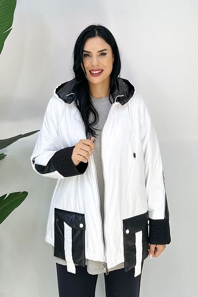 GÖKSEL Large Size White Coat - Pocket Detailed
