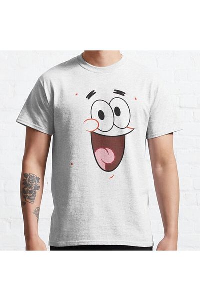 ZOKAWEAR Μπλουζάκι με τυπωμένο πορτραίτο με χαλαρή εφαρμογή Unisex Μπομπ Σφουγγαράκης Patrick Face