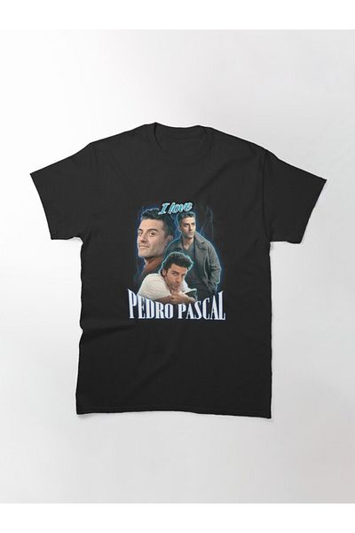 ZOKAWEAR Tricou cu imprimeu unisex I Love Pedro Pascal Oscar Isaac Cursed Fan Collage Design