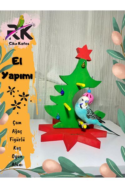 Ciko Kafes ملعب الطيور على الطاولة مع شجرة عيد الميلاد