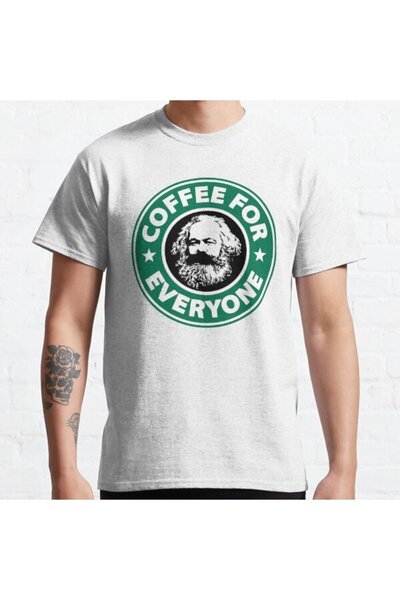 ZOKAWEAR تي شيرت مطبوع بتصميم كارل ماركس Socialist Coffee للجنسين