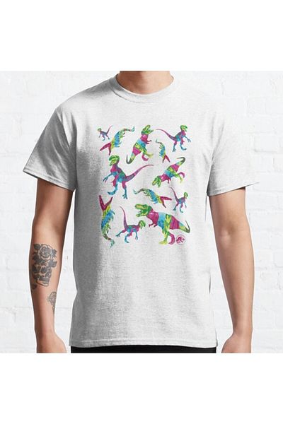 ZOKAWEAR Jurassic World: Fallen Kingdom Unisex Dino T-Shirt - Big Size, Colorful Pop Toss Design