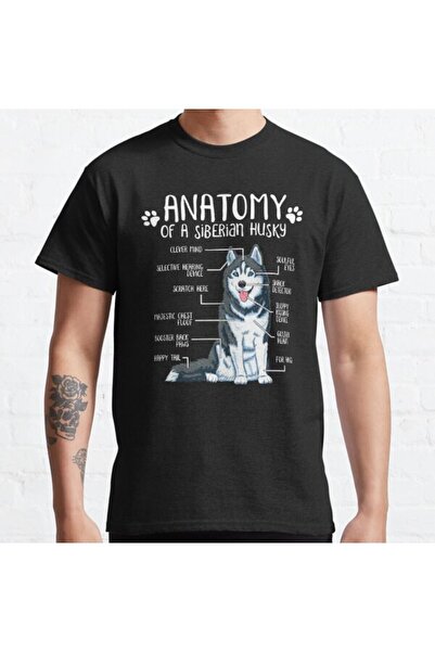 ZOKAWEAR تي شيرت مطبوع بتصميم فضفاض للجنسين مضحك سيبيريا هاسكي تشريح الكلب أو...