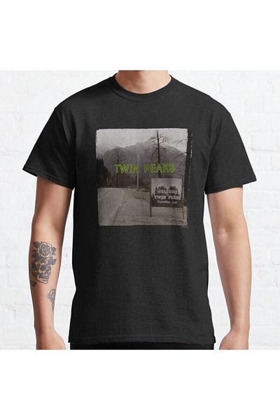 ZOKAWEAR Semn de bun venit Twin Peaks, unisex, loose fit, cu tricou imprimat cu design fotorealistic Mountain View