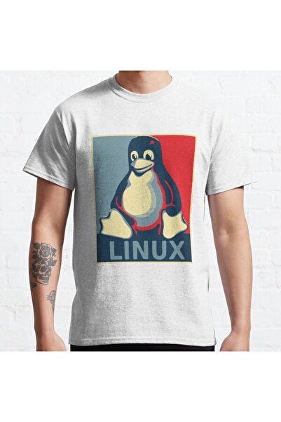 ZOKAWEAR Široka unisex majica sa dizajnom postera Linux Tux Pingvin Obama